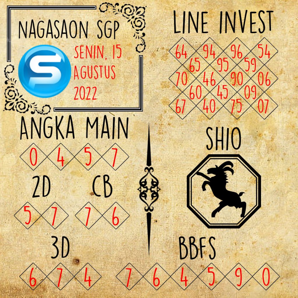 Prediksi SGP Nagasaon Senin 15 Agustus 2022