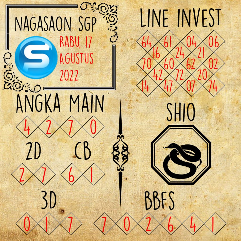 Prediksi SGP Nagasaon Rabu 17 Agustus 2022