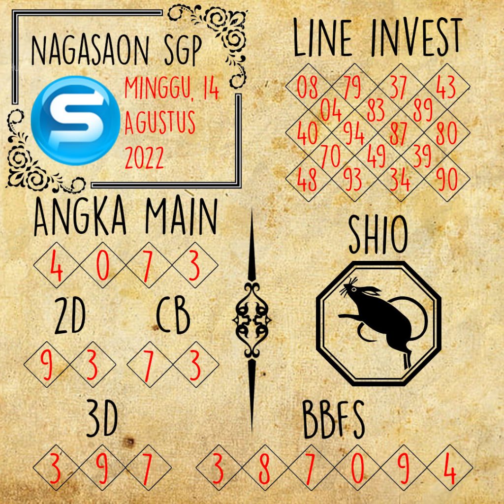 Prediksi SGP Nagasaon Minggu 14 Agustus 2022